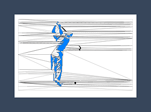 Golf art print of a golfer following through with a golf swing.